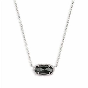 Kendra Scott Elisa Silver Pendant Necklace- Black